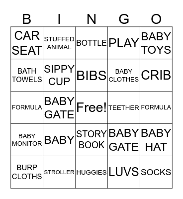 BABY BINGO  Bingo Card