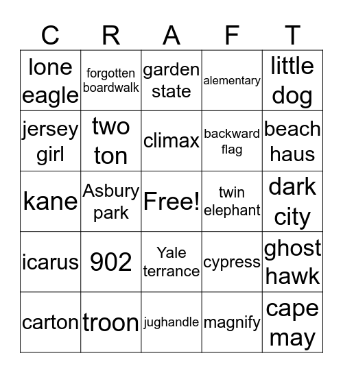 CROSSROADS NJ CRAFT Bingo Card