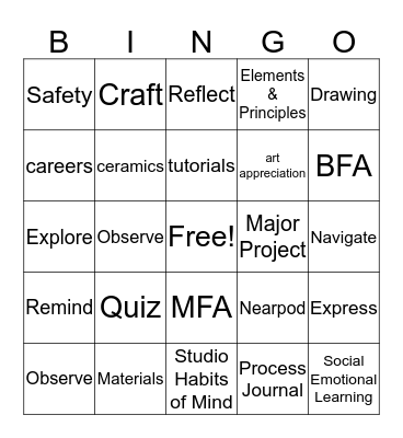 Art 1 2D BINGO Card