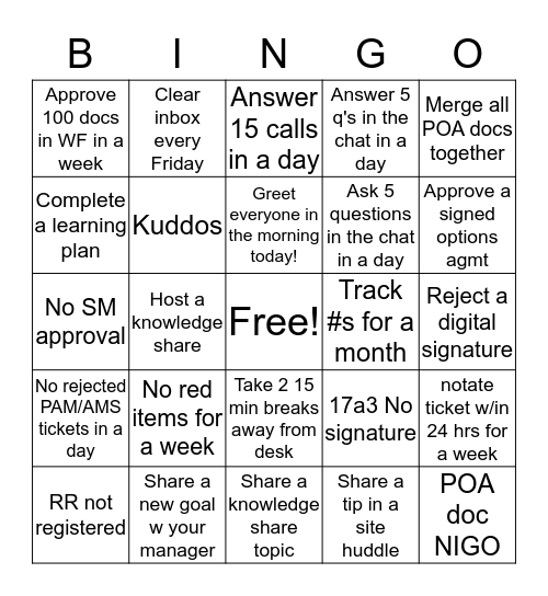 JPMS BINGO Card