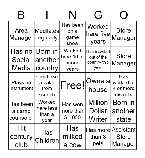 Camp Sellmore Bingo Card