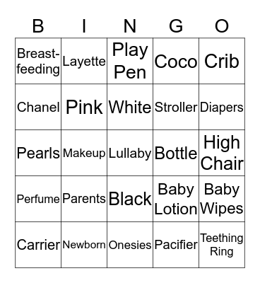 BABY SHOWER Bingo Card