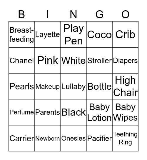 BABY SHOWER Bingo Card
