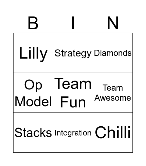 Team Fun Bingo Card
