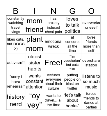zoe levine bingo Card