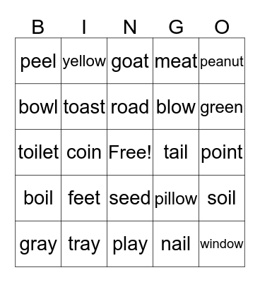 Smart Phonics 5 Part 1 Bingo Card