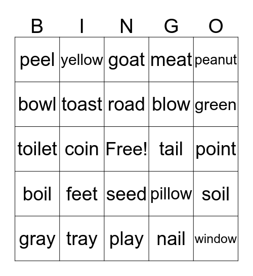 Smart Phonics 5 Part 1 Bingo Card