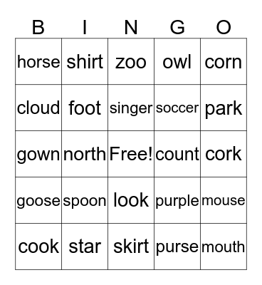 Smart Phonics 5 Part 2 Bingo Card