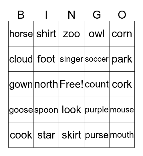 Smart Phonics 5 Part 2 Bingo Card