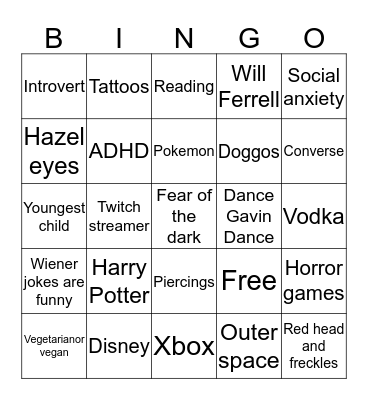 Bingo A Kaela! Bingo Card