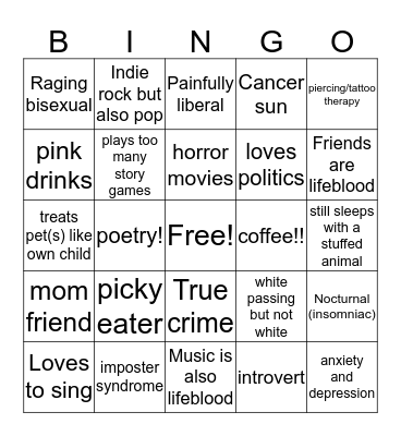 How similar are you to Kal Bingo Card