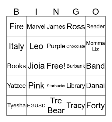 Tyesha's 40th Birthday!! Bingo Card