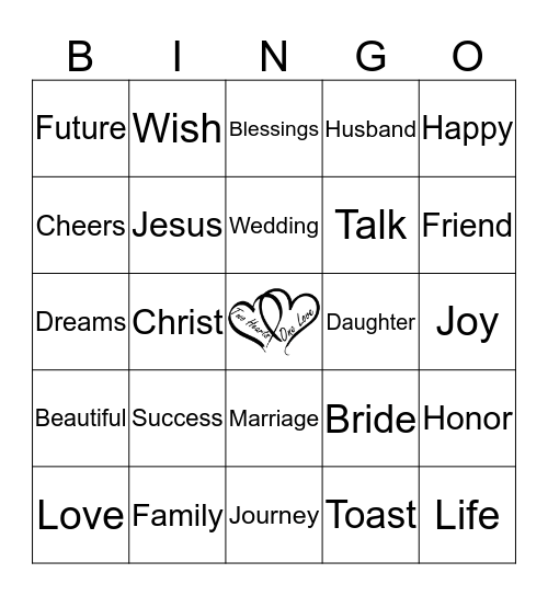Craig & Dawn's Wedding Toast Bingo Card