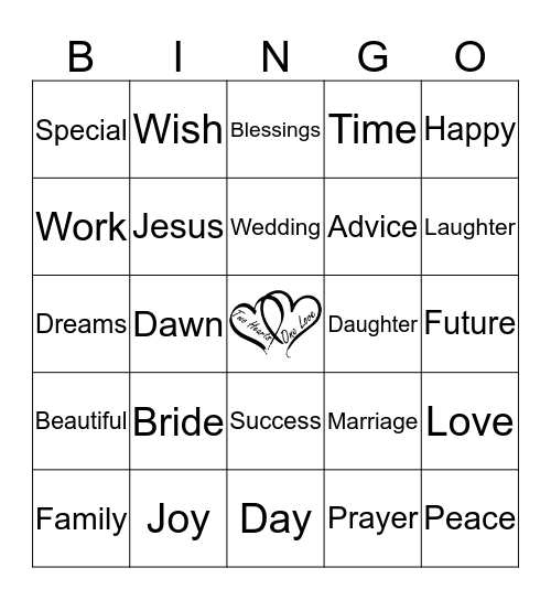 Craig & Dawn's Wedding Toast Bingo Card