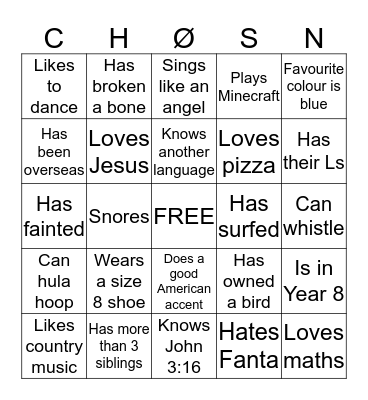 B I N G Ø Bingo Card