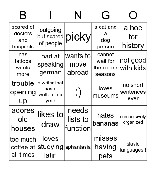 How similar are you to Bingo Card