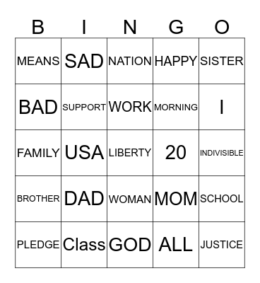 ASL Bingo Card