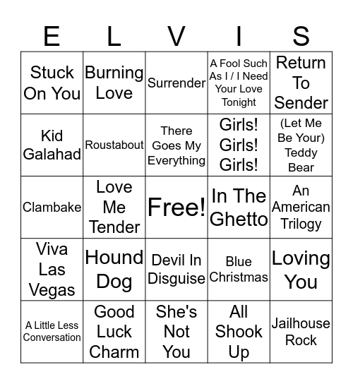 ELVIS Bingo Card
