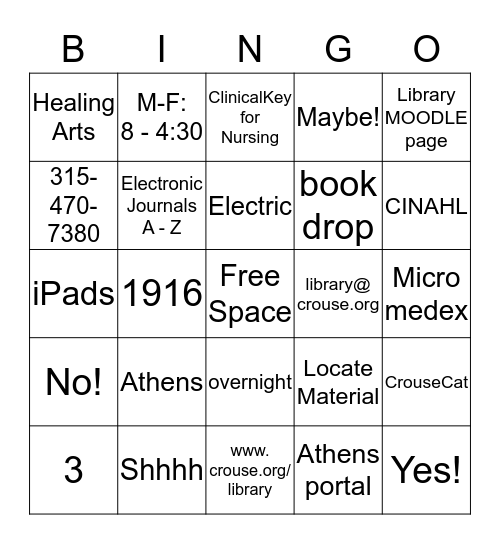 PCON Bingo Card