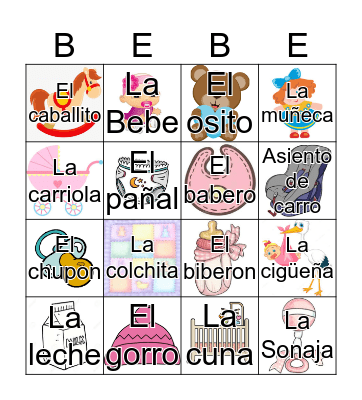 Baby Shower Loteria Bingo Card