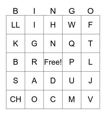 abc's in spanish  Bingo Card