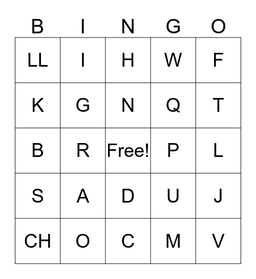 abc's in spanish  Bingo Card