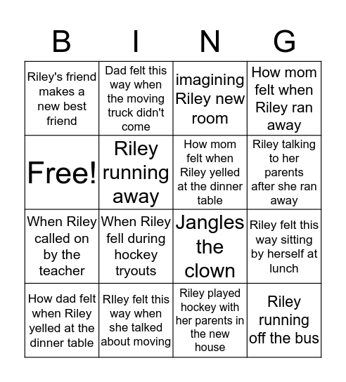 Feelings  Bingo Card