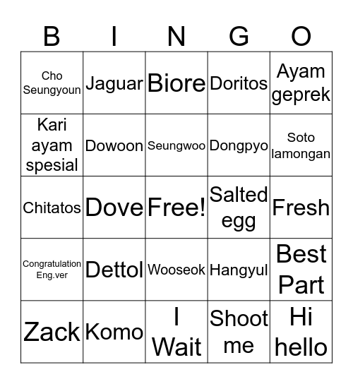 Jancuoook Bingo Card