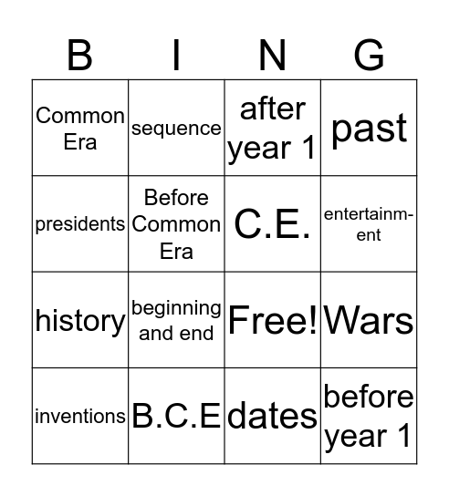 historical thinking Bingo Card