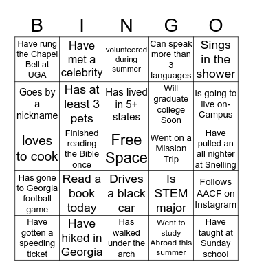 AACF BINGO BOARD! Bingo Card