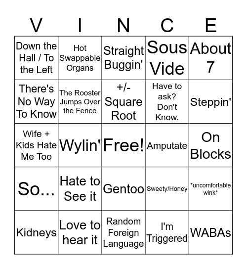 Vincent Bingo Card