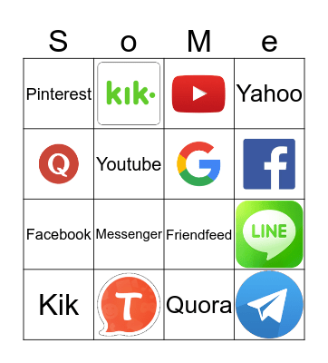 Social Media Bingo Card