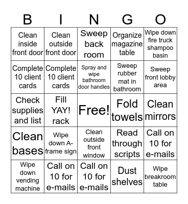 Front Desk BINGO! Bingo Card