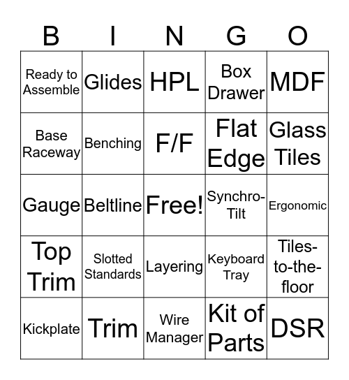 Furniture Industry BINGO Card