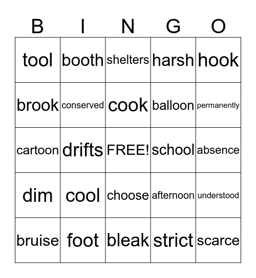 Lesson 21- Grade 3 Bingo Card