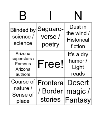 #ThisIsTucson Summer Reading Bingo Card