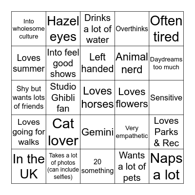 How similar are you to Hannah? Bingo Card