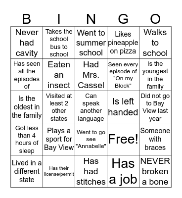 Bingo in 334  Bingo Card