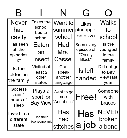 Bingo in 334  Bingo Card