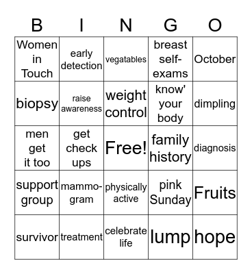 Survivors Picnic Bingo Card