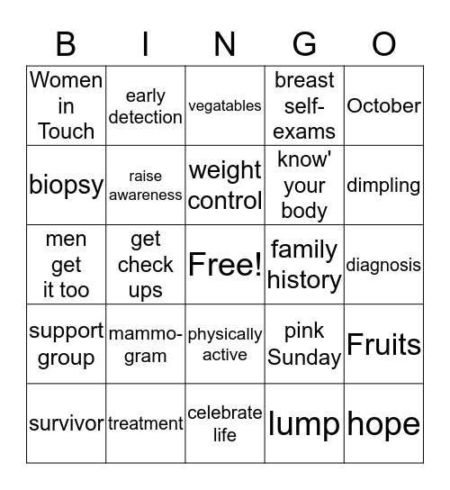 Survivors Picnic Bingo Card