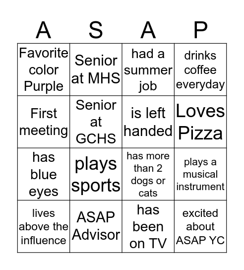 Ice Breaker Bingo Card