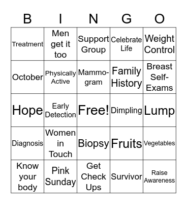 Survivors Picnic Bingo Card