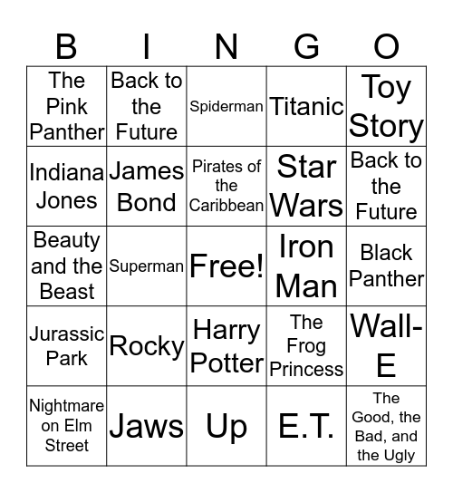 Film Score Bingo Card