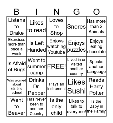 Find Someone Who... Bingo Card