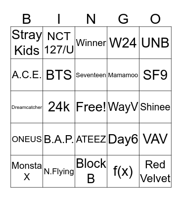 Cassie's Faves (Bias ver.) Bingo Card
