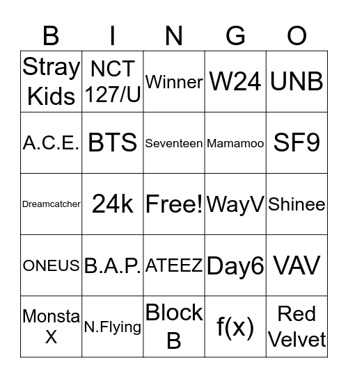 Cassie's Faves (Bias ver.) Bingo Card