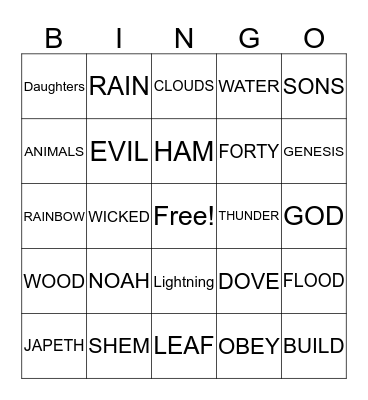 Noah's Ark Bingo Card