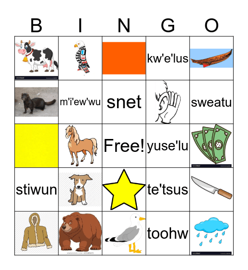 HUL'Q'UMI'NUM BINGO Card