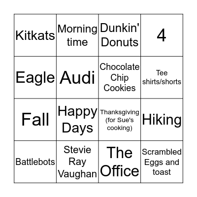 Brian's Favorites! Bingo Card